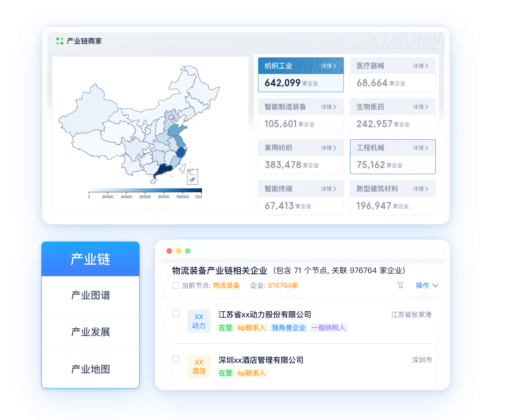 全景产业链与产业地图界面