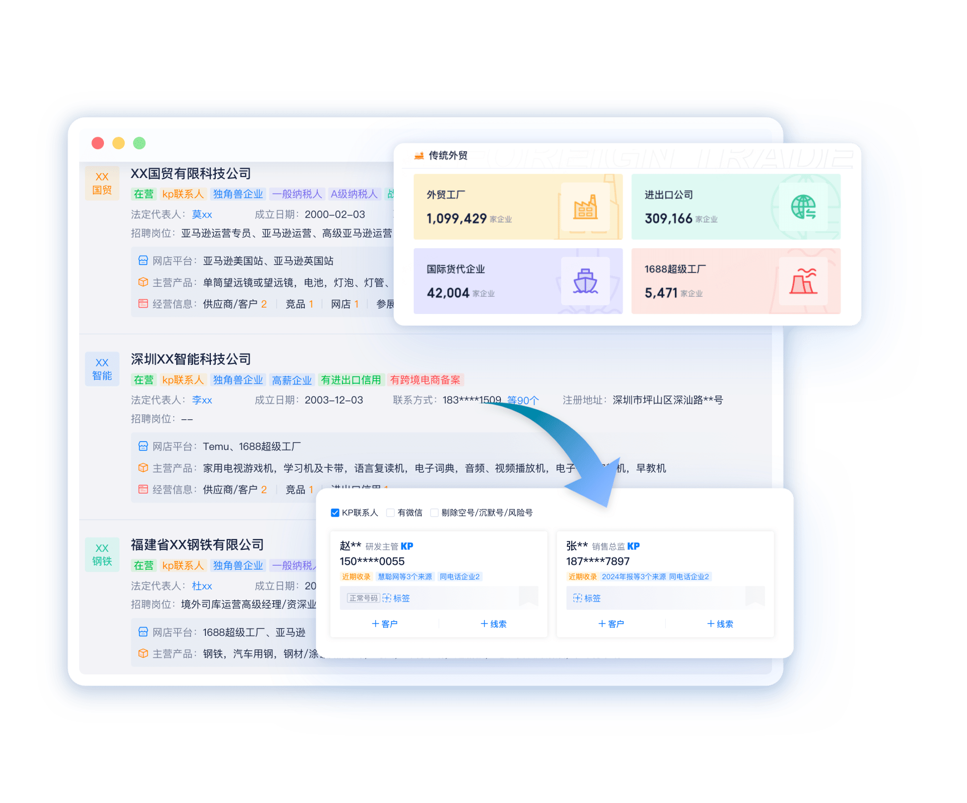 传统外贸与货代客群筛选界面