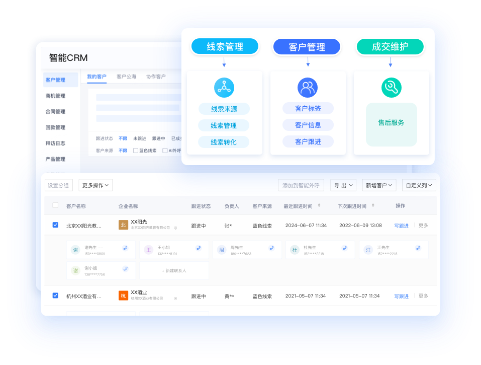 园区招商客户管理 CRM 界面